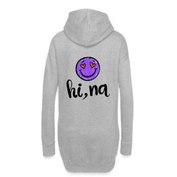 Emoji "Hi na" | lila Herz Augen Text - Hoodie-Kleid - Grau meliert - Hinten