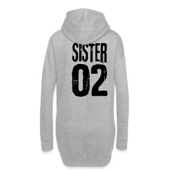 Sister 01 Schwester 02 Schwestern Freundinnen cool - Hoodie-Kleid - Grau meliert - Hinten