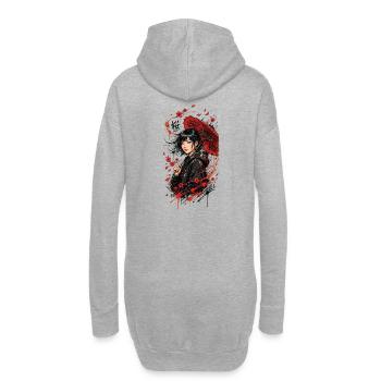 Univers Japonais - Femme Japonaise - Sweat-shirt à capuche long Femme - gris chiné - Dos