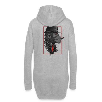 Affe Mit Hut Und Kravatte - Hoodie-Kleid - Grau meliert - Hinten