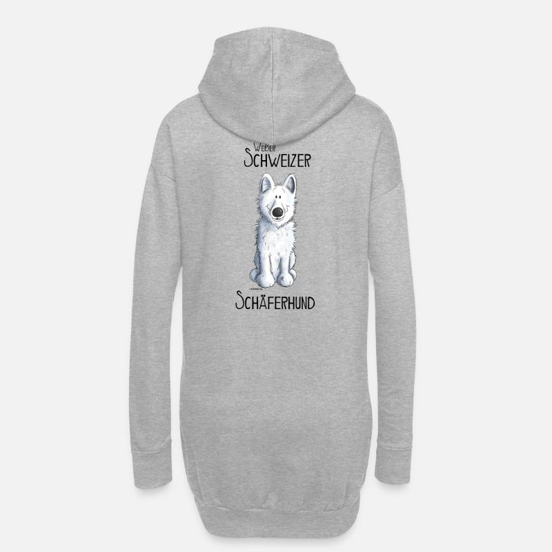 Weißer Schweizer Schäferhund - Hoodie-Kleid - Grau meliert