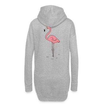 flamant rose - Sweat-shirt à capuche long Femme - gris chiné - Dos