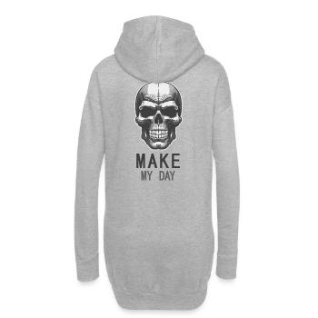 Schädel Motiv MakeDay - Hoodie-Kleid - Grau meliert - Hinten