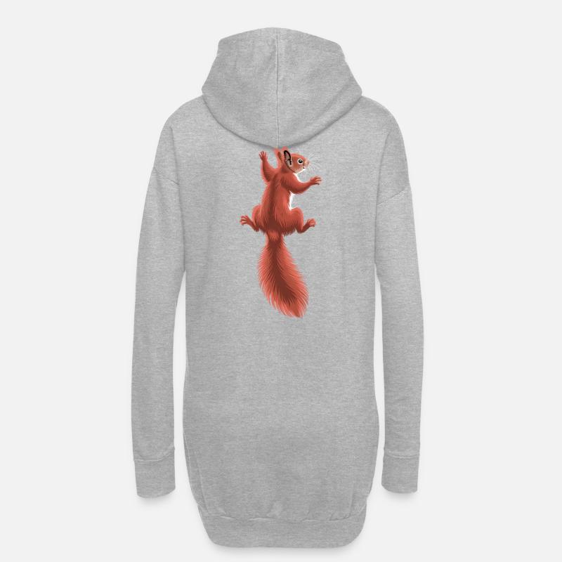 Süßes kletterndes rotes Eichhörnchen - Hoodie-Kleid - Grau meliert