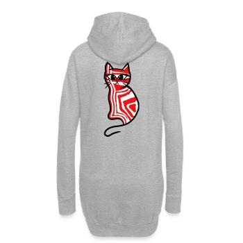 Katze Katzen Retro 80er 90er Kätzchen - Hoodie-Kleid - Grau meliert - Hinten