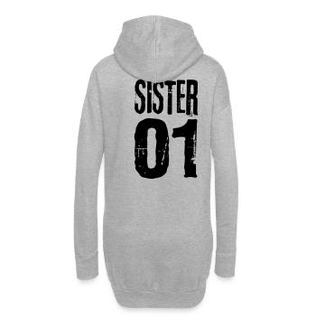 Sister 01 Schwester 02 Schwestern Freundinnen cool - Hoodie-Kleid - Grau meliert - Hinten