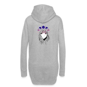 Anime Girl Mond - Hoodie-Kleid - Grau meliert - Hinten