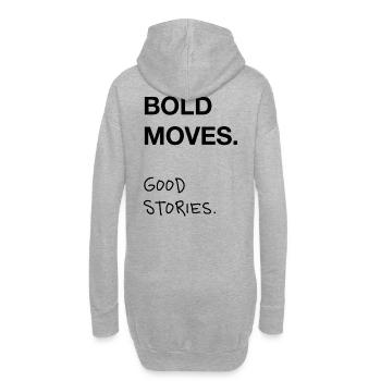 Bold Moves. Good Stories. Statement Trend Typo  - Hoodie-Kleid - Grau meliert - Hinten