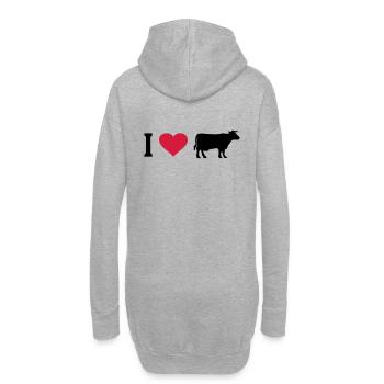 Kuh Kühe Herz I Love Bauernhof Bauer Landwirt Rind - Hoodie-Kleid - Grau meliert - Hinten