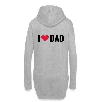 Père fils papa fille bébé naissance j'aime papa - Sweat-shirt à capuche long Femme - gris chiné - Dos