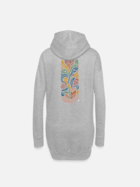 Floraison abstraite - Sweat-shirt à capuche long Femme - gris chiné
