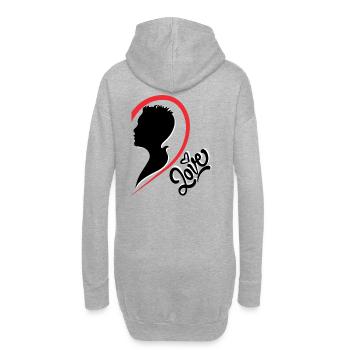 Mann mit Liebesinschrift und Herz Rechte Hälfte - Hoodie-Kleid - Grau meliert - Hinten