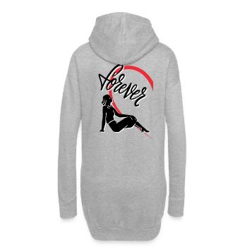 Frau mit der Inschrift links von der Herzhälfte - Hoodie-Kleid - Grau meliert - Hinten
