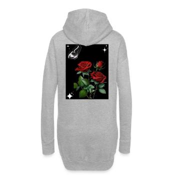 Rote Rosen mit Schmetterling und Sternen - Hoodie-Kleid - Grau meliert - Hinten
