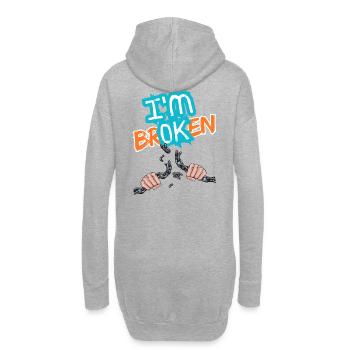 Hände, die eine Kette mit einer Inschrift zerbrechen - Hoodie-Kleid - Grau meliert - Hinten