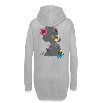 Mädchen mit Blumen im Haar Flower Power - Hoodie-Kleid - Grau meliert - Hinten