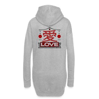 Japan Love Kanji black - Sweat-shirt à capuche long Femme - gris chiné - Dos