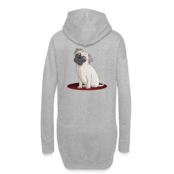 Süßer Designer Mops mit super Effekten - Hoodie-Kleid - Grau meliert - Hinten