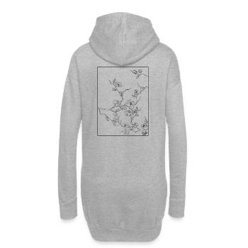 Floral Design Cerisier Outline Noir - Sweat-shirt à capuche long Femme - gris chiné - Dos