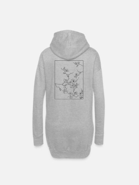 Floral Design Kirschblüten Outline Schwarz - Hoodie-Kleid - Grau meliert