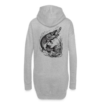 Brochez sur un softbait | Collection Classique - Sweat-shirt à capuche long Femme - gris chiné - Dos