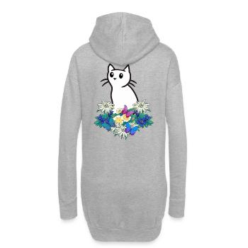 Katze Katzen Blumen Gebirge - Hoodie-Kleid - Grau meliert - Hinten