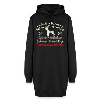 American Staffordshire Terrier bekommt Vorschläge - Hoodie-Kleid - Schwarz - Vorne - AI Model Female 172 light (172cm)
