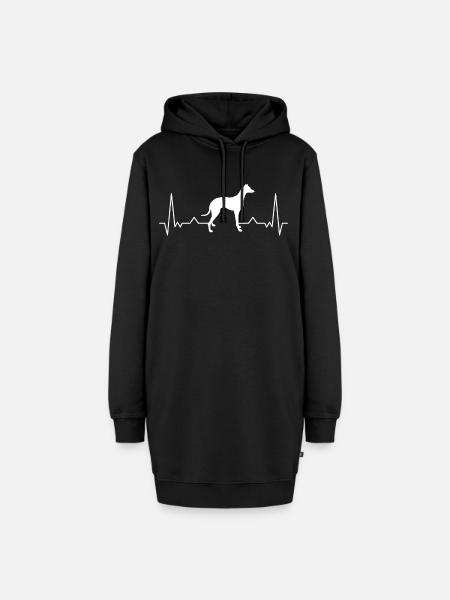 Whippet Herzschlag Sighthound Windhund - Hoodie-Kleid - Schwarz
