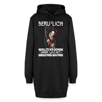 Wollte Etwas Mit Den Menschen Machen - Hoodie-Kleid - Schwarz - Vorne - AI Model Female 172 light (172cm)