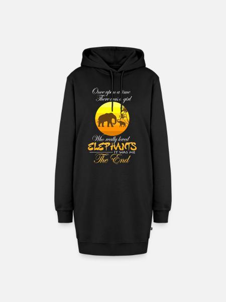 Elefant Mädchen - Hoodie-Kleid - Schwarz