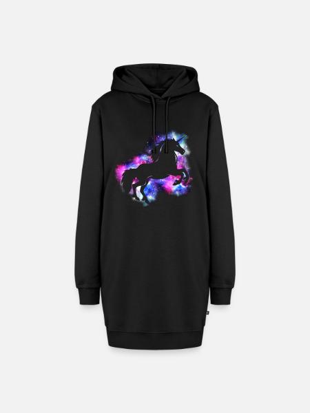Einhorn - Hoodie-Kleid - Schwarz