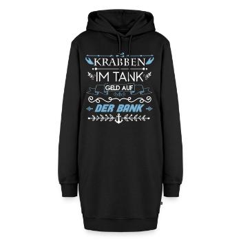 Krabben im Tank Geld auf der Bank Spruch Kutter - Hoodie-Kleid - Schwarz - Vorne - AI Model Female 172 light (172cm)
