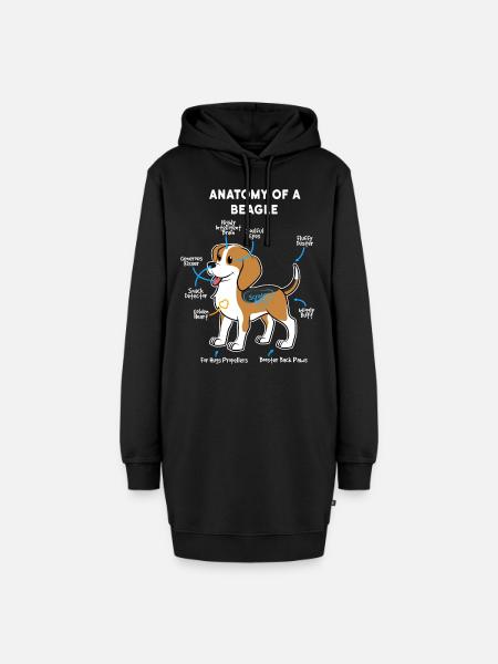 Hund Beagle - Hoodie-Kleid - Schwarz