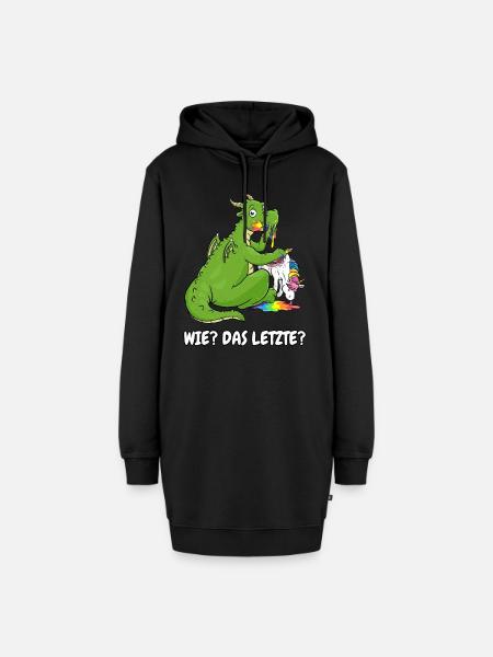 Wie das letzte Geschenk Drache frisst Einhorn fun - Hoodie-Kleid - Schwarz