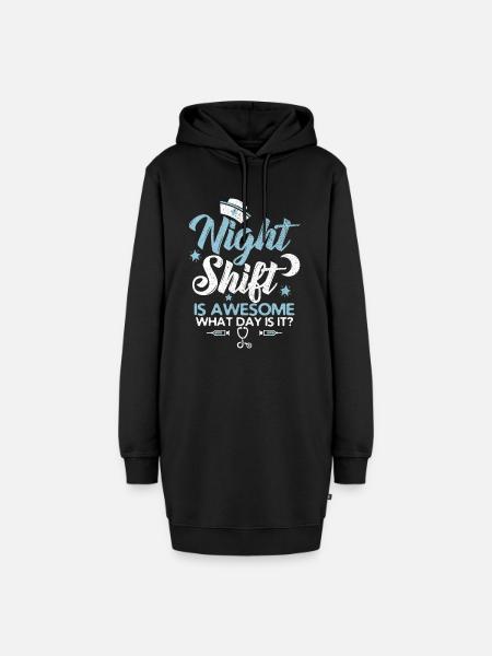 Nachtschicht ist fantastisch! - Hoodie-Kleid - Schwarz