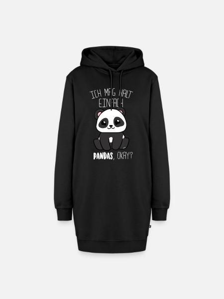 Panda Ich mag halt Pandas Lustig - Hoodie-Kleid - Schwarz