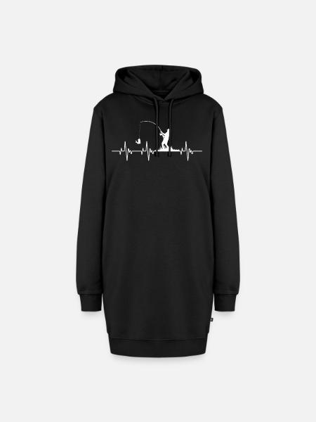 Angeln Fischer Herzschlag Angler Köder Geschenk - Hoodie-Kleid - Schwarz