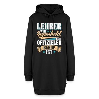 Lehrer - Hoodie-Kleid - Schwarz - Vorne - AI Model Female 172 light (172cm)