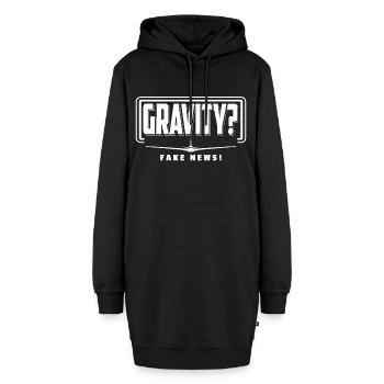 Gravity? FAKE NEWS Segelflieger T-Shirt - Hoodie-Kleid - Schwarz - Vorne - AI Model Female 172 light (172cm)