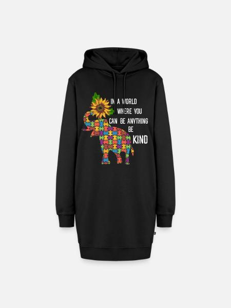 You Can Be Anything Be Kind - Elefant Sonnenblume - Hoodie-Kleid - Schwarz