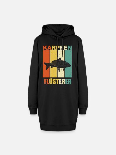 Karpfen Flüsterer - Hoodie-Kleid - Schwarz