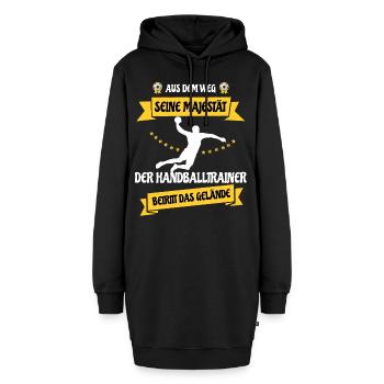 Weg da ,der Handballtrainer betritt das Gelände - Hoodie-Kleid - Schwarz - Vorne - AI Model Female 172 light (172cm)