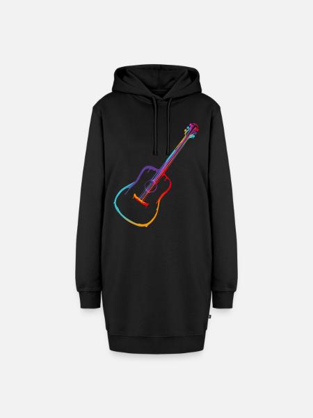 Farbverlauf Akustische Gitarre - Hoodie-Kleid - Schwarz
