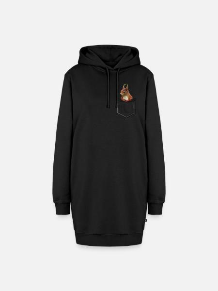 Eichhörnchen in der Tasche Süß - Hoodie-Kleid - Schwarz