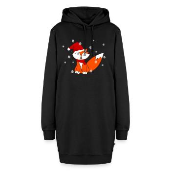 Weihnachts Fuchs in Schneeflocken - Hoodie-Kleid - Schwarz - Vorne - AI Model Female 172 light (172cm)