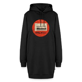 Drum Machine Synthesizer Analog Synth Techno - Hoodie-Kleid - Schwarz - Vorne - AI Model Female 172 light (172cm)