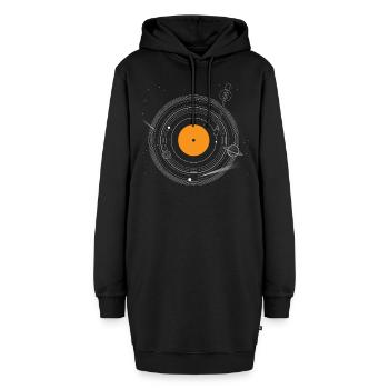 Schallplatte Sonnensystem - Vinyl DJ LP Geschenk - Hoodie-Kleid - Schwarz - Vorne - AI Model Female 172 light (172cm)