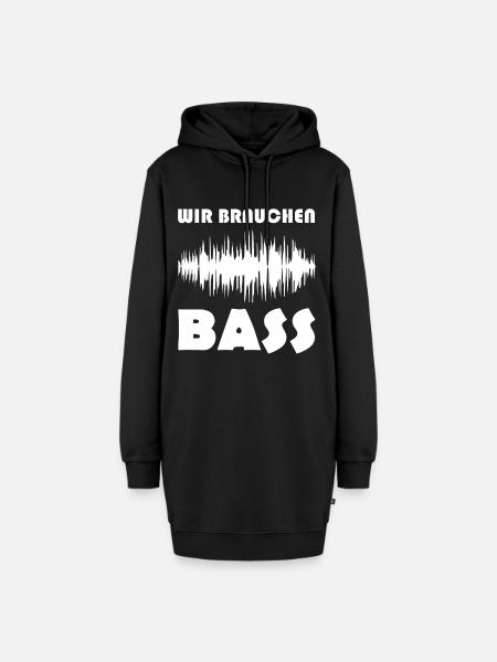 wir brauchen bass - Hoodie-Kleid - Schwarz