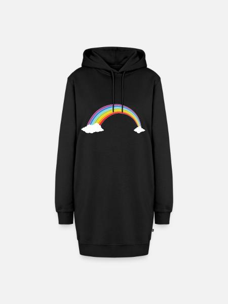 Regenbogen - Hoodie-Kleid - Schwarz