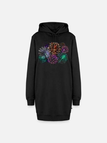 Feuerwerk Silvester Party - Hoodie-Kleid - Schwarz